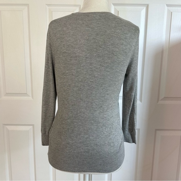 Halogen Light Gray Cropped Sleeve Cardigan Sweater - Picture 3 of 6